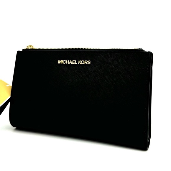 Michael Kors Large Double Zip Wallet Wristlet Black (NWT) - Picture 1 of 9